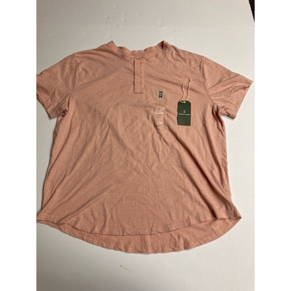 Mutual Weave Men's L Pink Solid Henley Neck Short Sleeve T-Shirt Regular